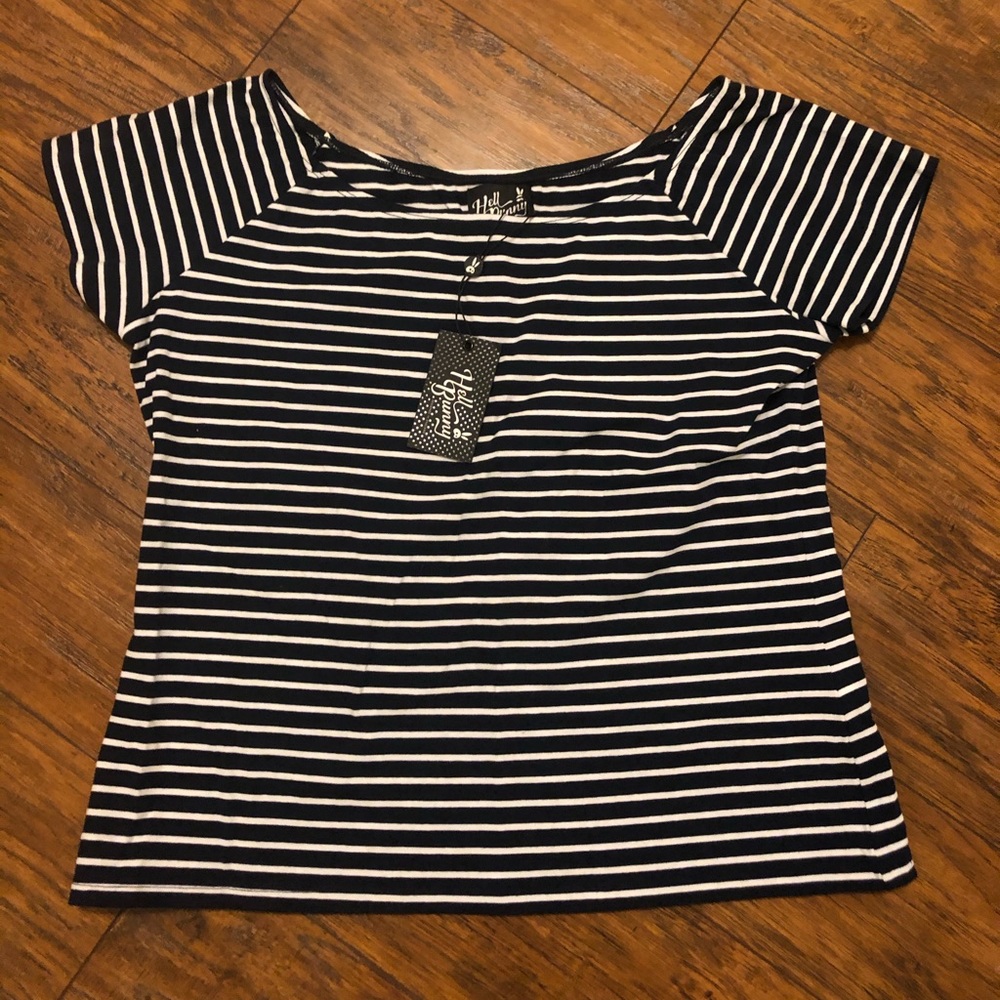 Hell Bunny Cropped Striped Shirt